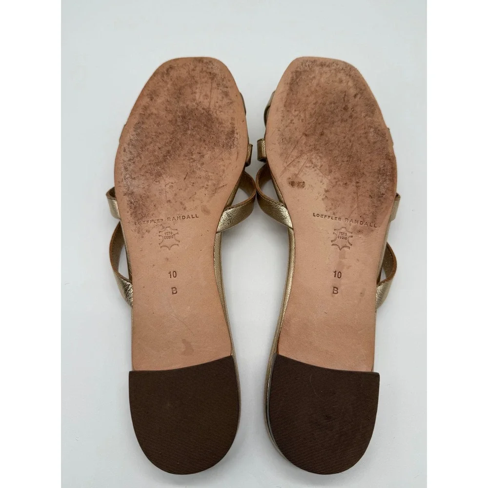 Loeffler Randall Women's Bow Sandals Daphne Slides 9.5 10 B Champagne Gold